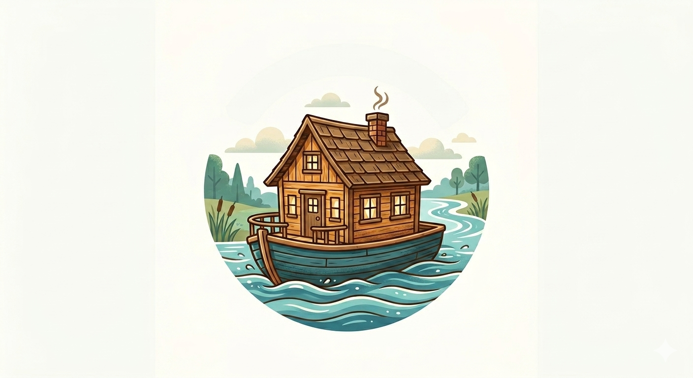 cabane sur un bateau sur la Loire