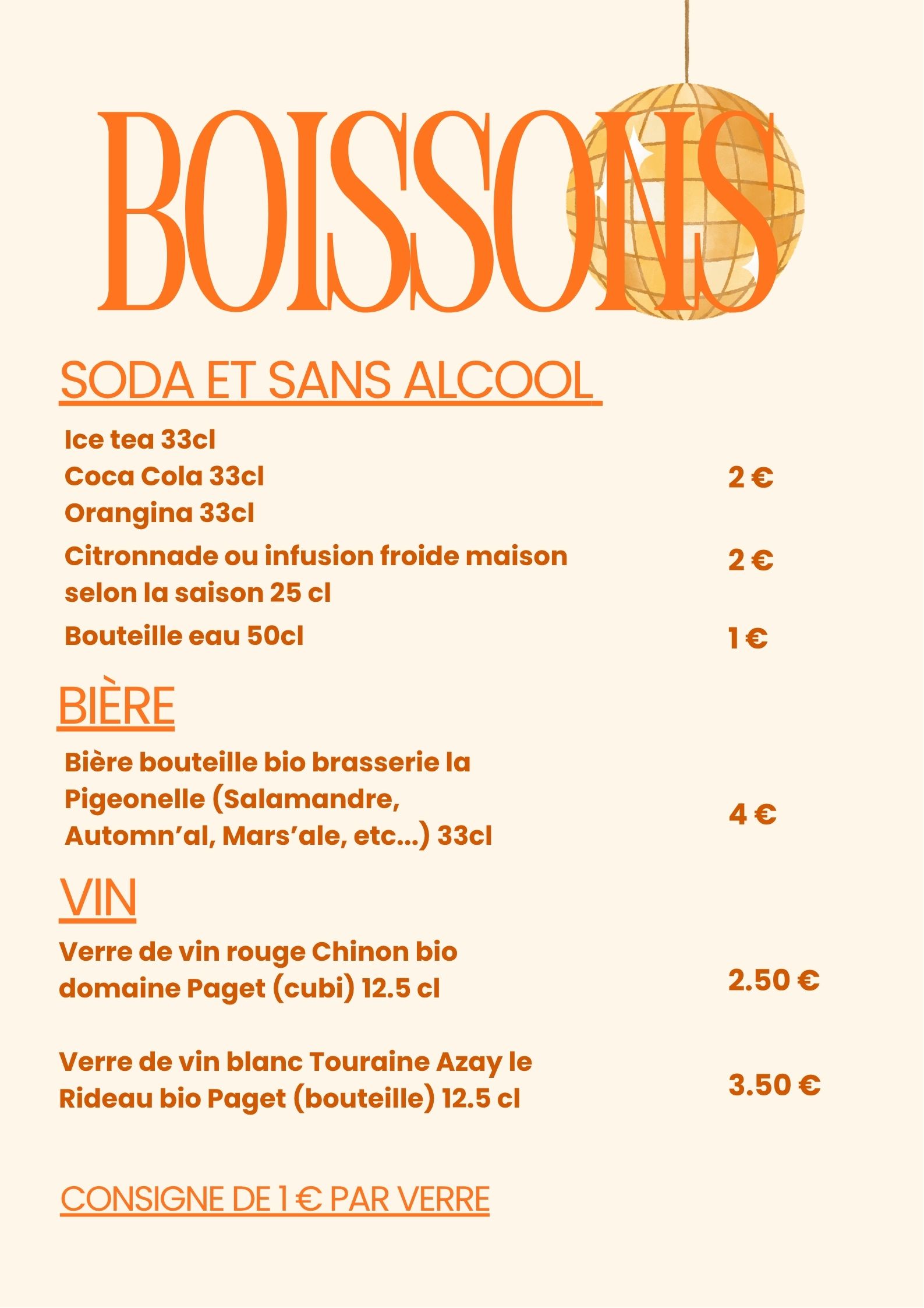 boissons de la friterie